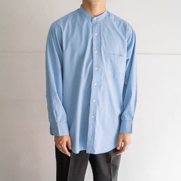 2000s 'CHAPS' light blue color cotton ×poli stand collar shirt