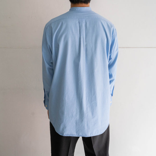 2000s 'CHAPS' light blue color cotton ×poli stand collar shirt