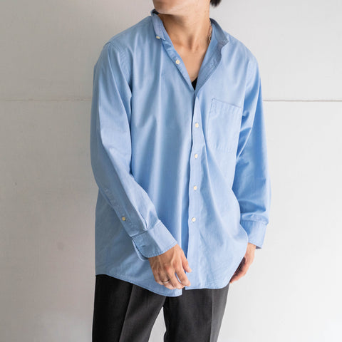 2000s 'CHAPS' light blue color cotton ×poli stand collar shirt