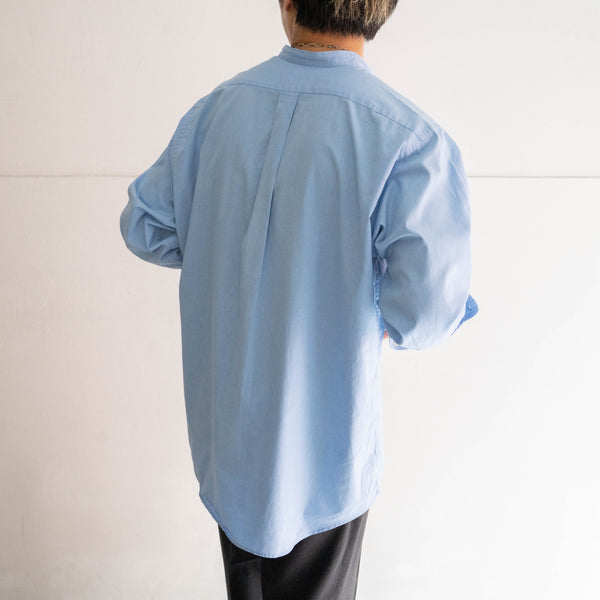 2000s 'CHAPS' light blue color cotton ×poli stand collar shirt