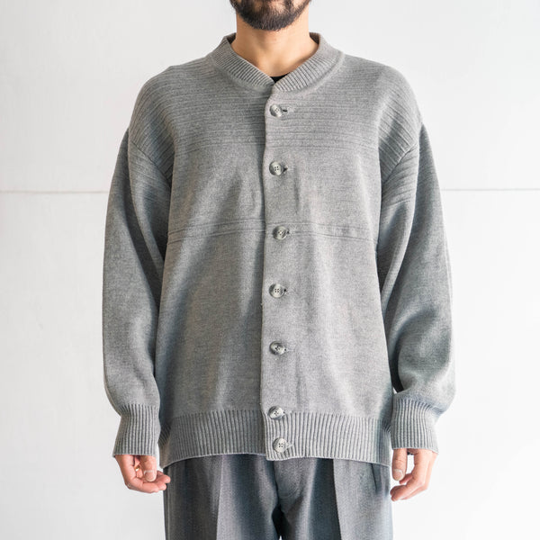 1980-90s Germany gray color poly × wool design knit cardigan