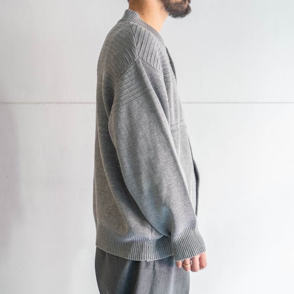 1980-90s Germany gray color poly × wool design knit cardigan