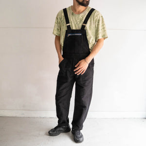 around 1970s France moleskin overall -black dyed- 'dead stock' -1