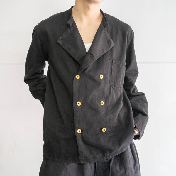 1970-80s German military double breasted chef jacket 'dead stock' -black dyed-
