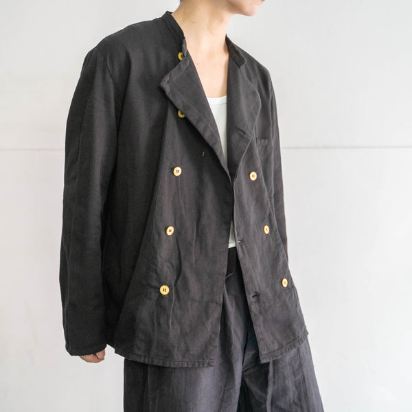 1970-80s German military double breasted chef jacket 'dead stock' -black dyed-