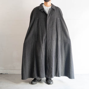 around 1970s Austria black color loden cape long coat -with chin strap-