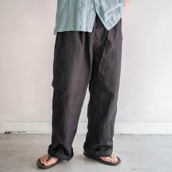 around 1970s Italian military work easy pants 'dead stock' -black dyed-