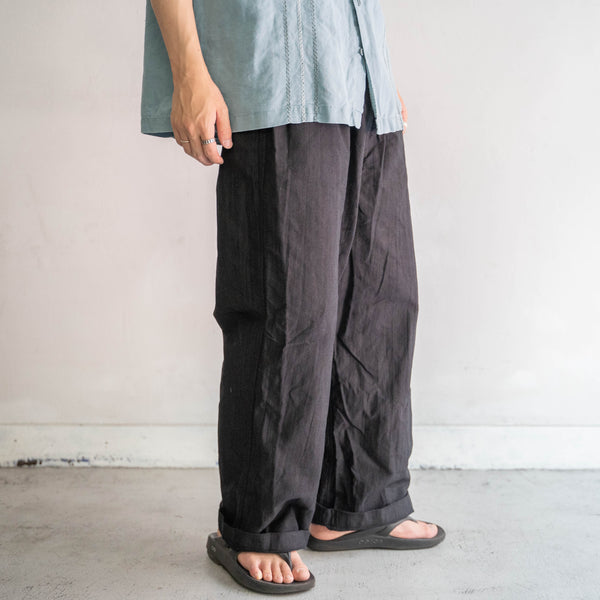 around 1970s Italian military work easy pants 'dead stock' -black dyed-