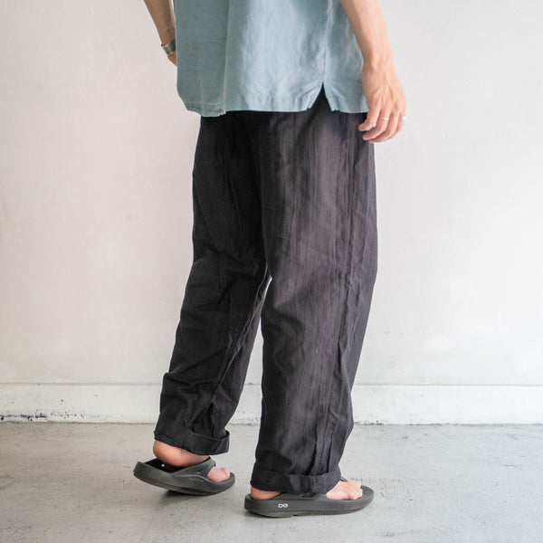 around 1970s Italian military work easy pants 'dead stock' -black dyed-