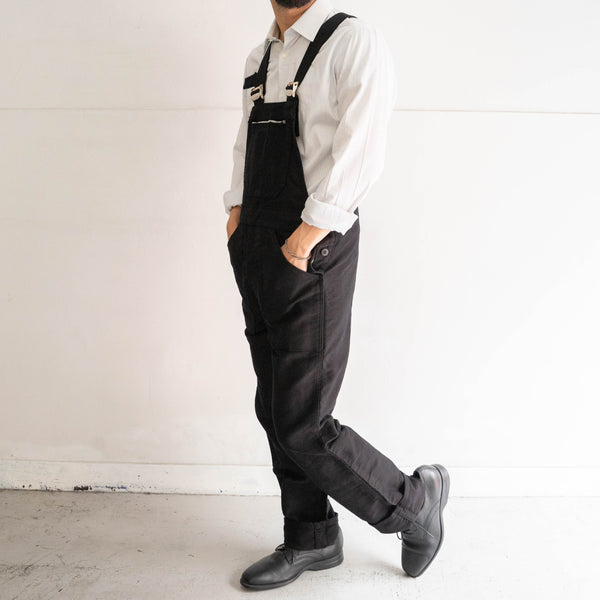 around 1970s France moleskin overall -black dyed- 'dead stock'  -2