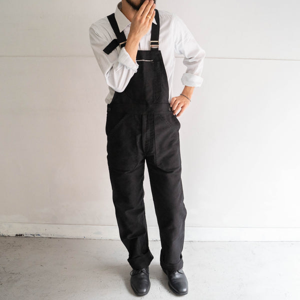 around 1970s France moleskin overall -black dyed- 'dead stock'  -2