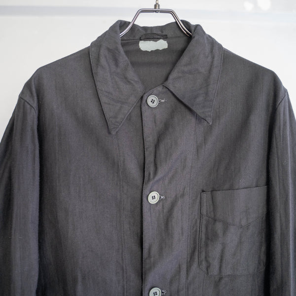 around 1970s Italian military work jacket with v pockets ''dead stock' -black dyed-