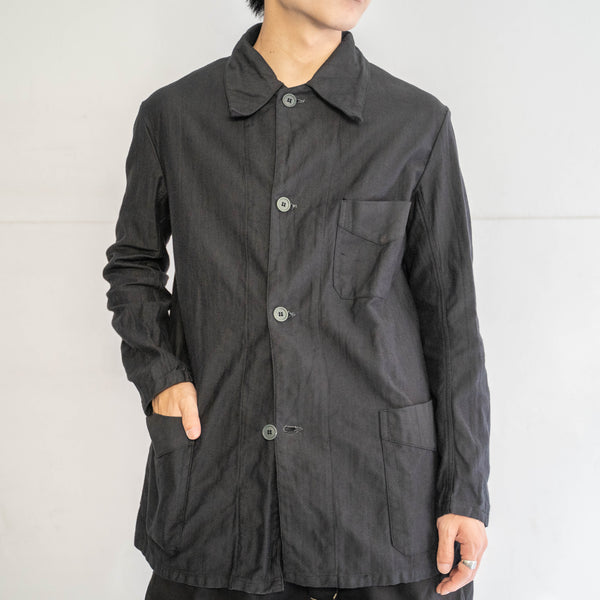 around 1970s Italian military work jacket with v pockets ''dead stock' -black dyed-
