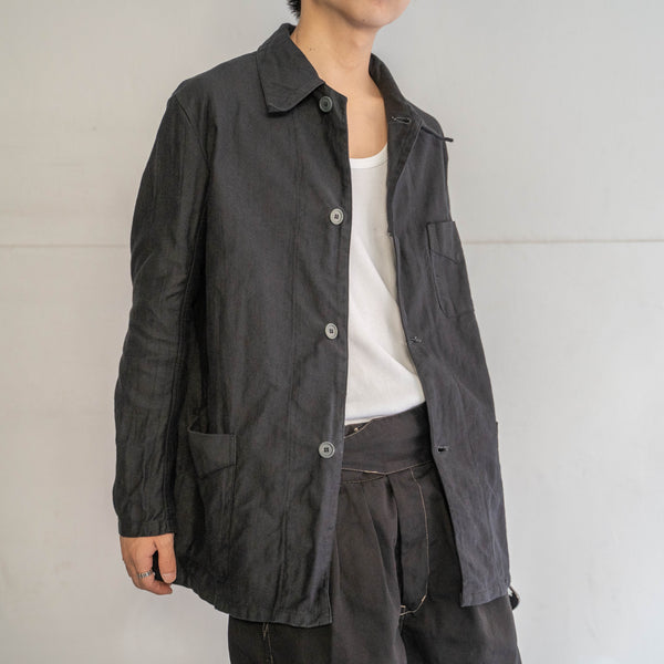 around 1970s Italian military work jacket with v pockets ''dead stock' -black dyed-