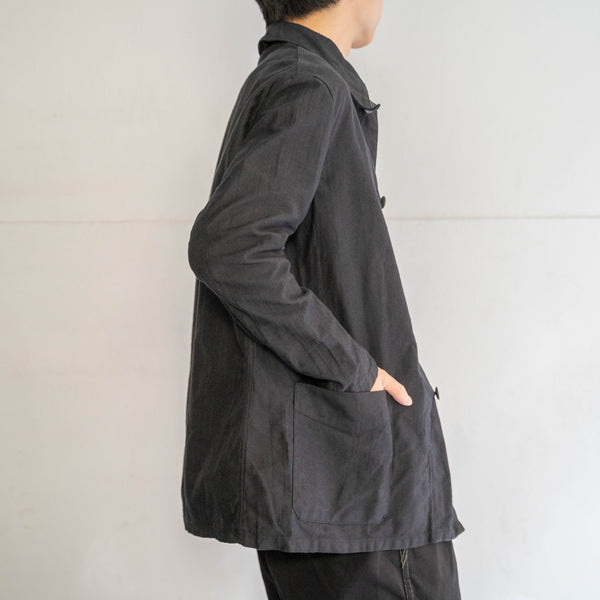 around 1970s Italian military work jacket with v pockets ''dead stock' -black dyed-