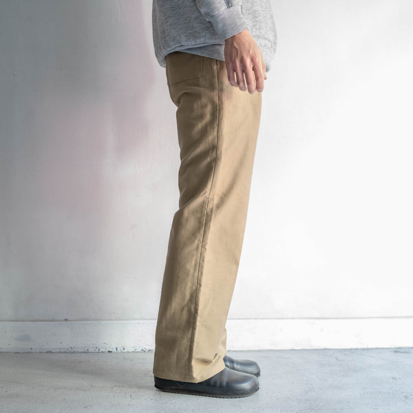 1970-80s Italian military beige color one tuck right weight moleskin work pants 'dead stock'