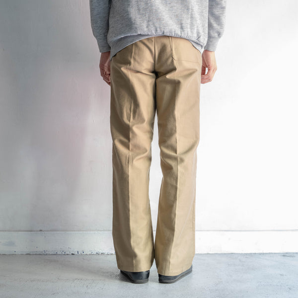 1970-80s Italian military beige color one tuck right weight moleskin work pants 'dead stock'