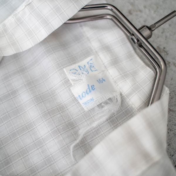 1980s Europe white stand collar smock -strange pattern-