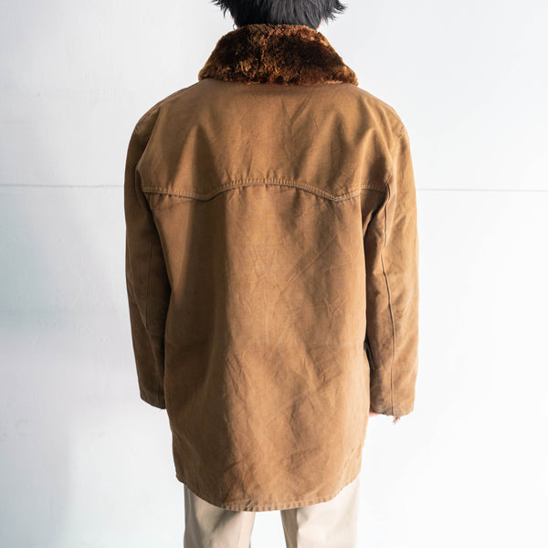 around1970s Europe brown color canadian coat -with boa collar-