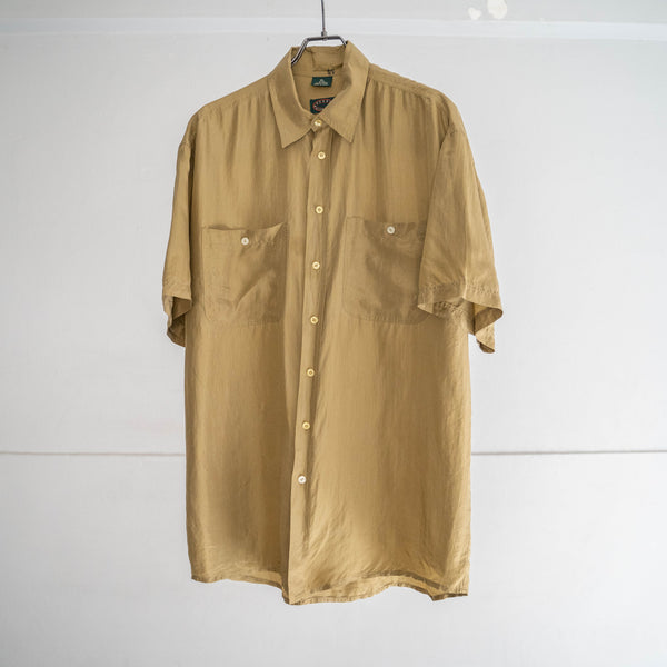1990s mastered yellow silk 100 short sleeve shirt