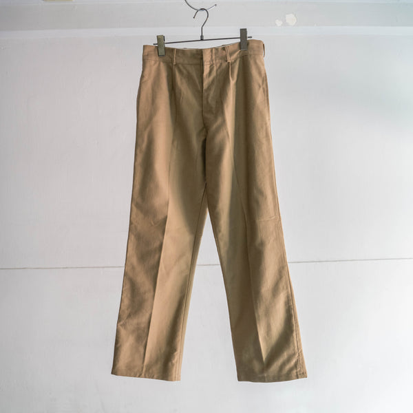 1970-80s Italian military beige color one tuck right weight moleskin work pants 'dead stock'