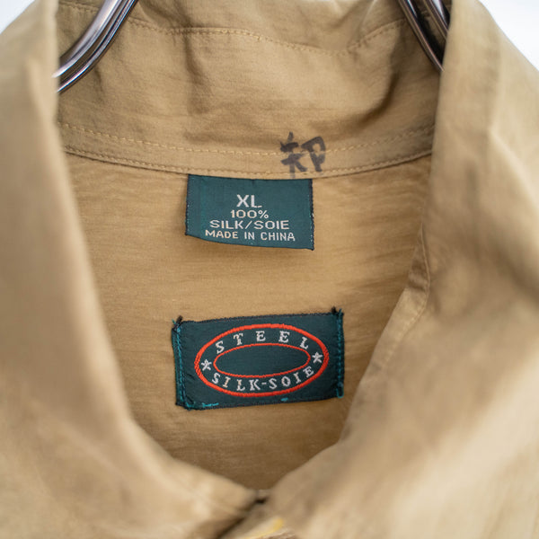 1990s mastered yellow silk 100 short sleeve shirt