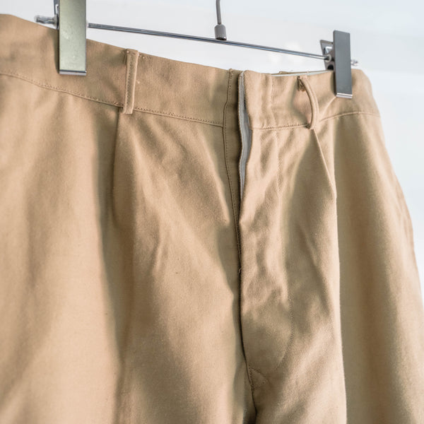 1970-80s Italian military beige color one tuck right weight moleskin work pants 'dead stock'