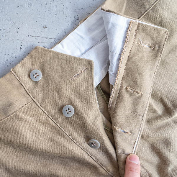 1970-80s Italian military beige color one tuck right weight moleskin work pants 'dead stock'