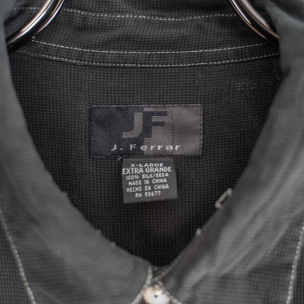 1990s 2 pockets silk 100 box shirt -black dyed-