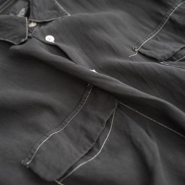 1990s 2 pockets silk 100 box shirt -black dyed-