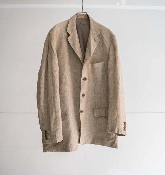 1990-00s Ucraina linen tailored jacket -changes collar-