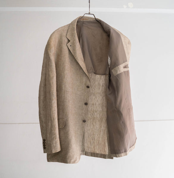 1990-00s Ucraina linen tailored jacket -changes collar-