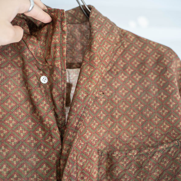 'KIMONO REMAKE' shark collar short sleeve shirt -all over pattern-