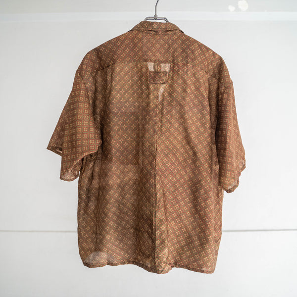 'KIMONO REMAKE' shark collar short sleeve shirt -all over pattern-