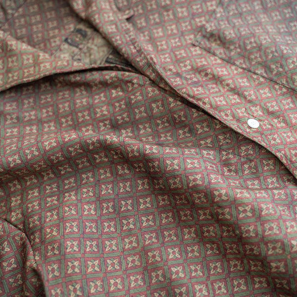 'KIMONO REMAKE' shark collar short sleeve shirt -all over pattern-