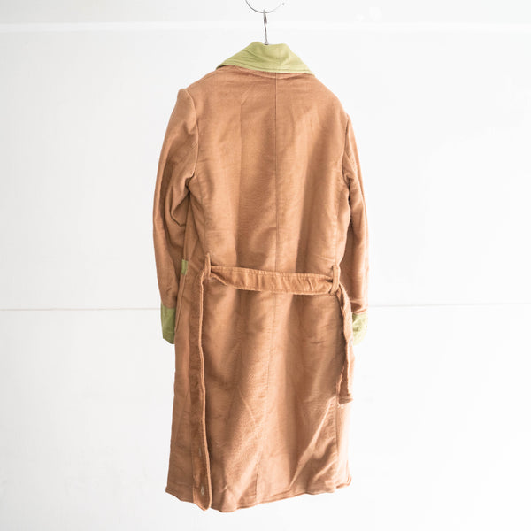 1980s Russian military camel brown color wool gown coat -with belt-