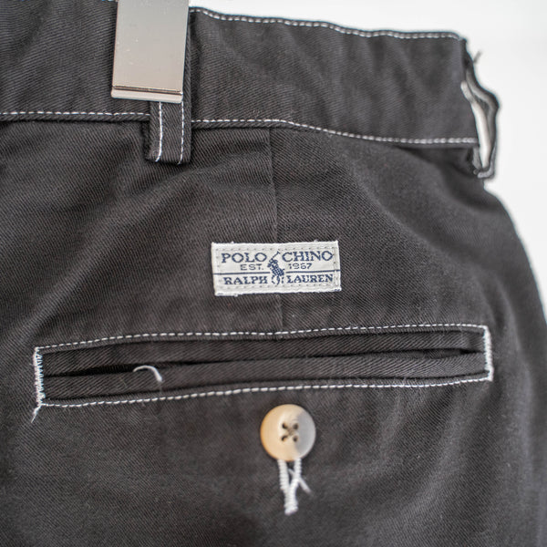 1990s Ralph Lauren cotton chino shorts -remake- 'black dyed' -3