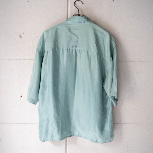 around1990s 'remake' pale green all silk short sleeve shirt