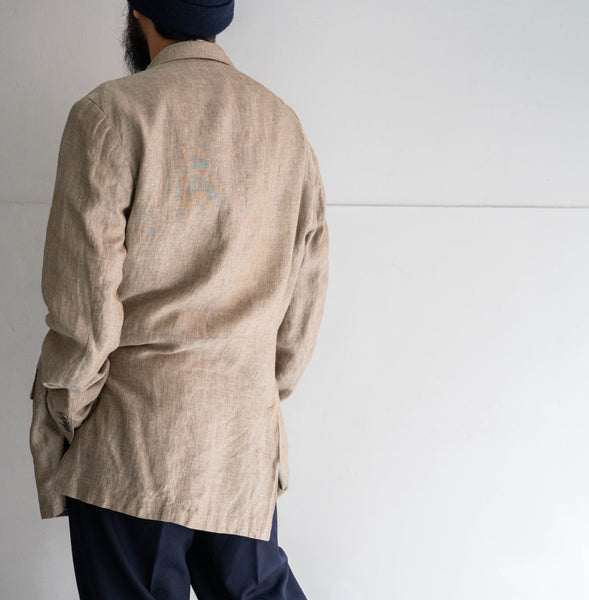 1990-00s Ucraina linen tailored jacket -changes collar-