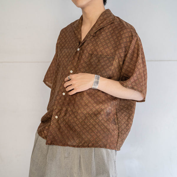 'KIMONO REMAKE' shark collar short sleeve shirt -all over pattern-
