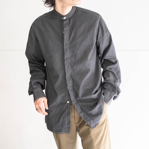 around 2000s Dutch military collar less shirt 'dead stock' -remake & black dyed-