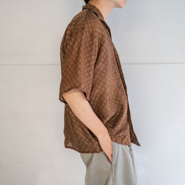 'KIMONO REMAKE' shark collar short sleeve shirt -all over pattern-