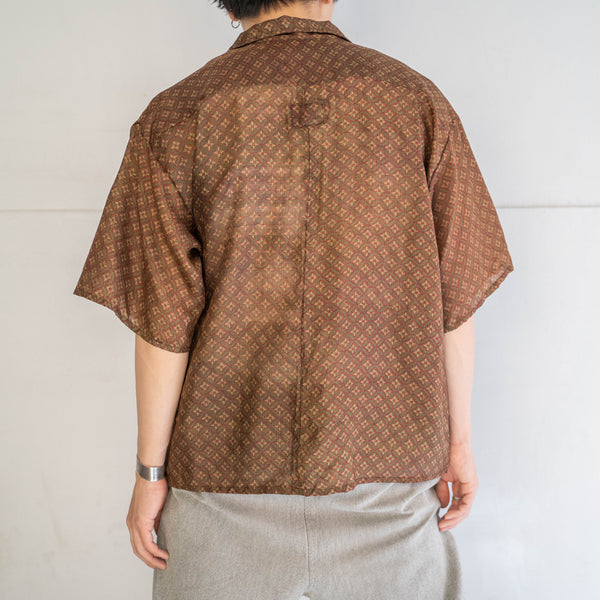 'KIMONO REMAKE' shark collar short sleeve shirt -all over pattern-