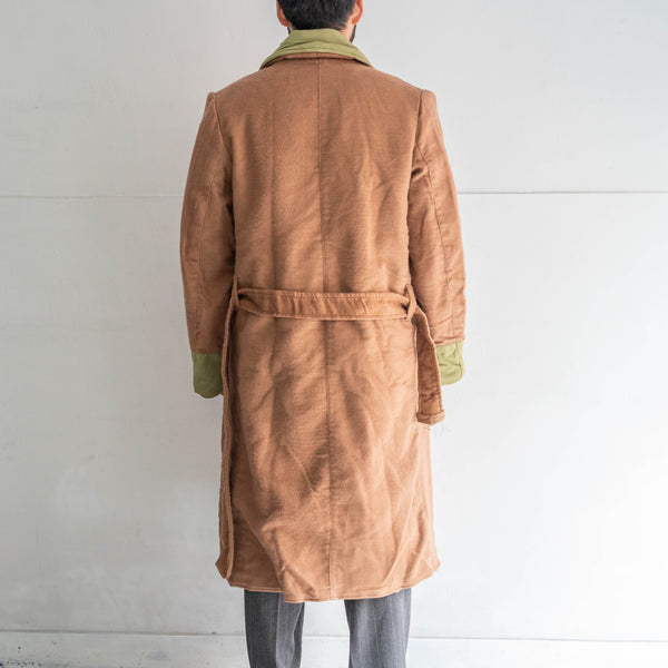 1980s Russian military camel brown color wool gown coat -with belt-