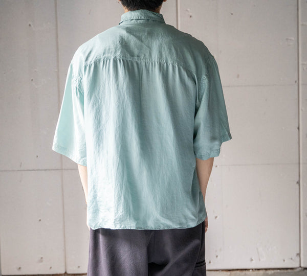 around1990s 'remake' pale green all silk short sleeve shirt