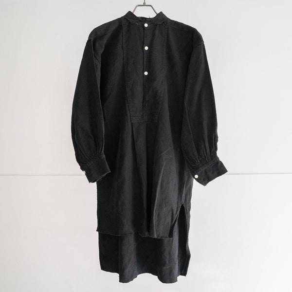 ~1920s France antique linen smock -black dyed-