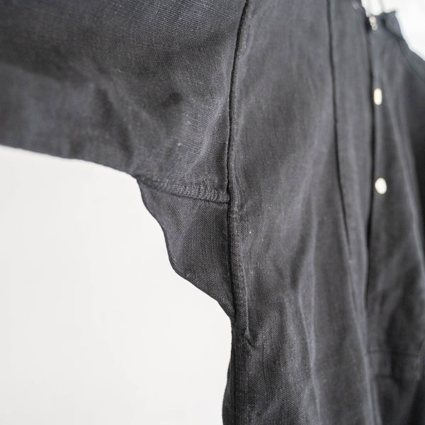 ~1920s France antique linen smock -black dyed-