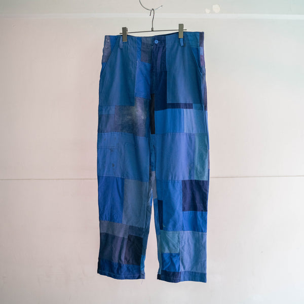 Europe blue patchwork work pants