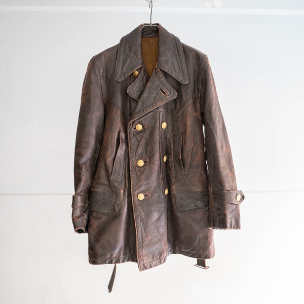 around 1950s French military? brown color corbusier jacket -strange pattern-