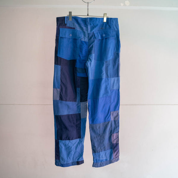Europe blue patchwork work pants